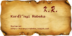 Korányi Rebeka névjegykártya